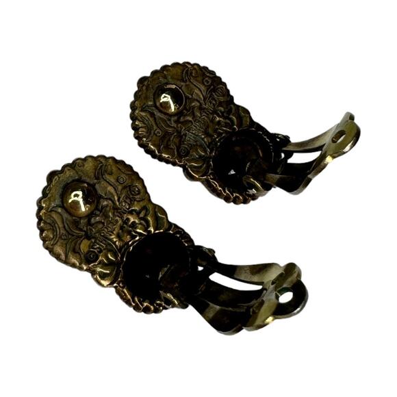 Stephen Dweck Clip On Earring Vintage Carved Smoky Quartz Turquoise Blue Crystal - Picture 8 of 11